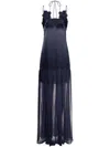 Alberta Ferretti Lace-trimmed Gown In 蓝色