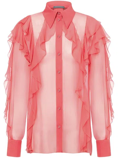 ALBERTA FERRETTI RUFFLE-DETAILING SHIRT