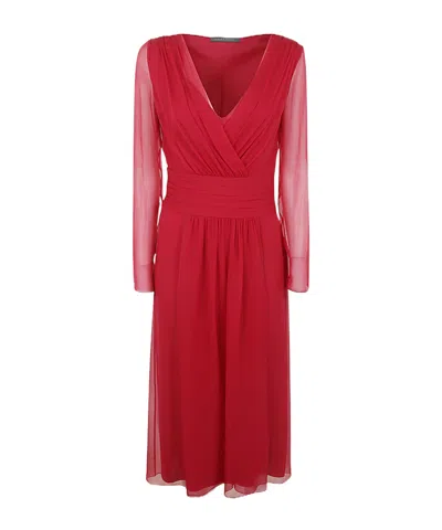 Alberta Ferretti Chic Long Sleeve Dress In Pink