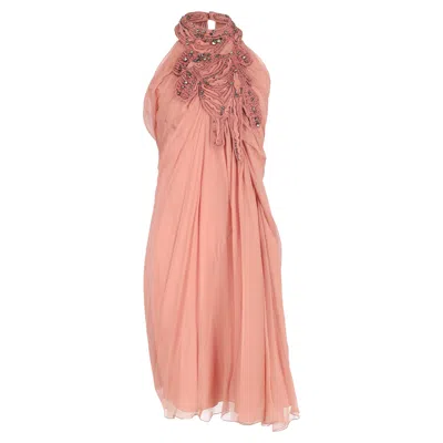 Alberta Ferretti Aberta Ferretti Embellished Mini Dress In Pink Silk