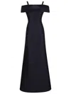 Alberta Ferretti Floor-length Silk Mikado Maxi Dress With Ruffle Hem In Blu