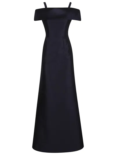 Alberta Ferretti Silk-blend Long Gown In Black