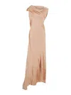 Alberta Ferretti Abito Raso Lucido In Brown