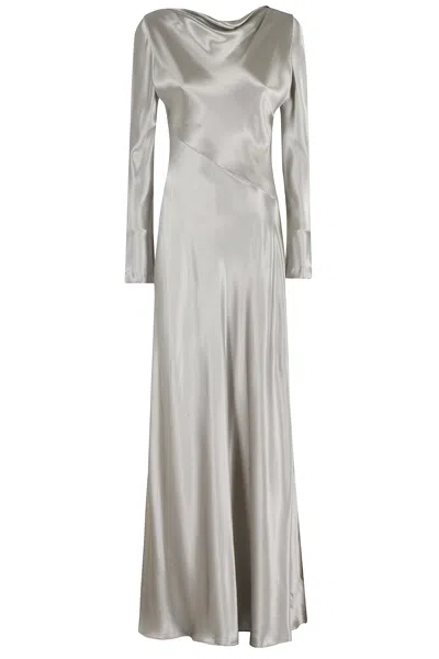 Alberta Ferretti Abito Raso Lucido In Silver