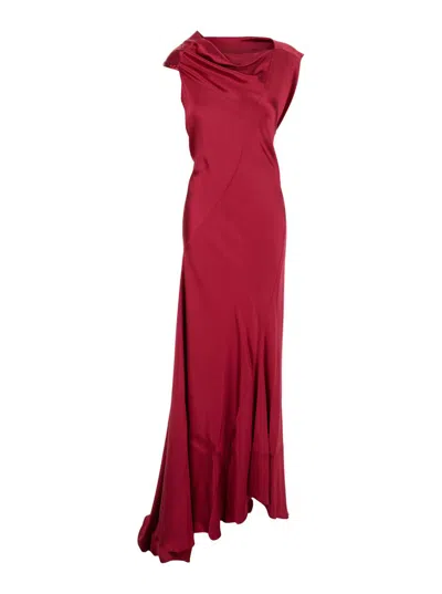 Alberta Ferretti Abito Raso Lucido In Red