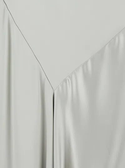 ALBERTA FERRETTI GREY LONG DRESS WITH DRAPED DETAILS AND LONG SLEEVES IN GLOSSY SATIN WOMAN