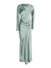 Alberta Ferretti Abito Velluto Lucido In Green