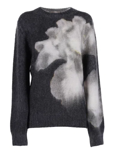 ALBERTA FERRETTI ABSTRACT FLORAL PATTERN KNIT SWEATER