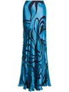 Alberta Ferretti Abstract-pattern Maxi Skirt In Blue