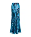 Alberta Ferretti Abstract-pattern Maxi Skirt In Blue