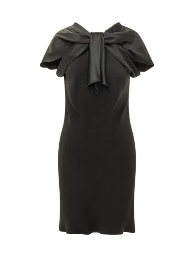 Alberta Ferretti Abstract Print Sheath Dress With V-neck In Black