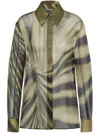 Alberta Ferretti Abstract-print Silk Shirt In Green
