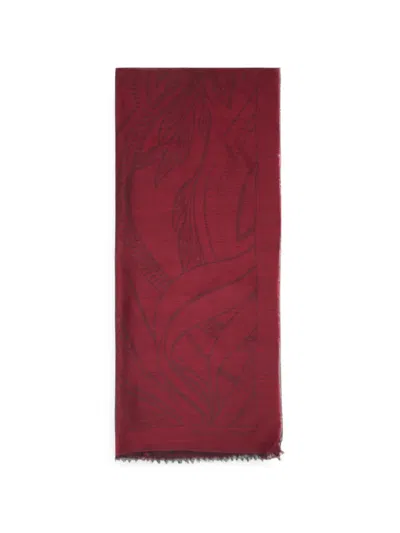Alberta Ferretti Abstract-print Frayed Scarf In Red