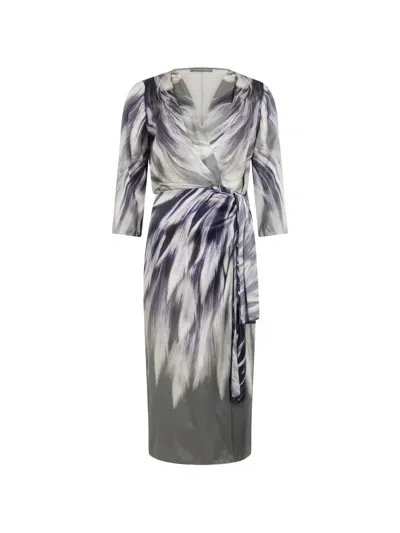 Alberta Ferretti Abstract-print Satin Midi Dress In Multi
