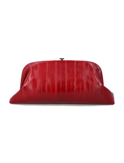 Alberta Ferretti Eel Leather Maxi Pouch In Red