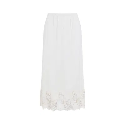 Alberta Ferretti Velvet Plated Midi Skirt In White