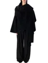 Alberta Ferretti Flowing Open Front Cape With Draped Design In Black