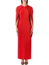 Alberta Ferretti Long Dress With Cape Style Sleeves In Multi