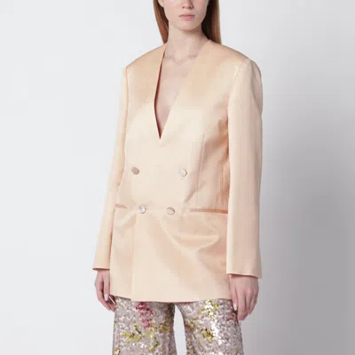 Alberta Ferretti Alberta Ferreti Beige Doublebreasted Jacket In Silk Organza In Pattern