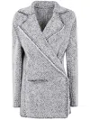 Alberta Ferretti Herringbone Patterned Long Sleeve Jacket In Gray