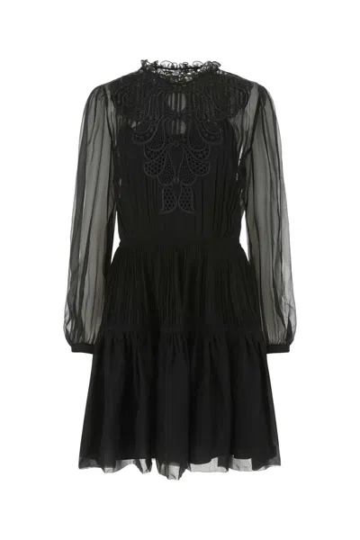 Alberta Ferretti Alberta Ferreti Black Chiffon Mini Dress In Brown
