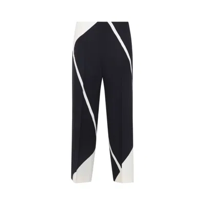 Alberta Ferretti Alberta Ferreti Black Twill Printed Viscose Pants