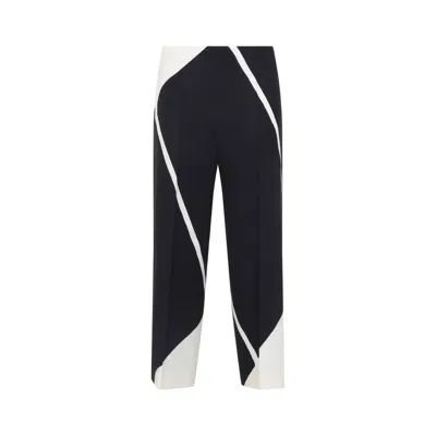 Alberta Ferretti Alberta Ferreti Black Twill Printed Viscose Pants In Multi