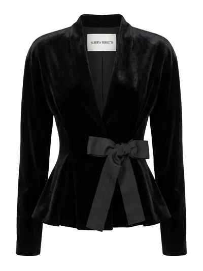 Alberta Ferretti Alberta Ferreti Black Velvet Bow Jacket