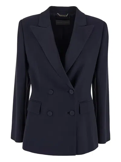 ALBERTA FERRETTI ALBERTA FERRETI BLUE ENVER SATIN BLAZER