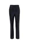 Alberta Ferretti Satin Finish Straight Leg Trousers With Pockets In Black