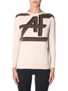 Alberta Ferretti Logo Intarsia Wool And Cashmere Sweater In Multi