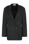Alberta Ferretti Alberta Ferreti Double-breasted Blazer In Wool Blend In Black