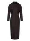 Alberta Ferretti Slit Back Fitted High Neck Midi Dress In Black