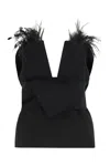 Alberta Ferretti Alberta Ferreti Elegant Top With Feathers In Black