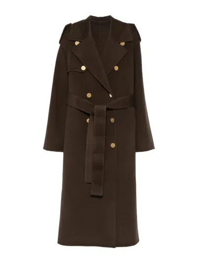 Alberta Ferretti Alberta Ferreti Green Wool Cashmere Trench Coat In Brown