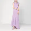 Alberta Ferretti Long Dress With Light Purple Ruffles Women In Purple