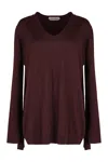 Alberta Ferretti Plum Shirt With Long Sleeves, Elegant And Versatile. In Burgundy