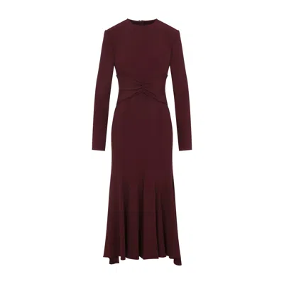 Alberta Ferretti Alberta Ferreti Red Satin Midi Dress In Brown
