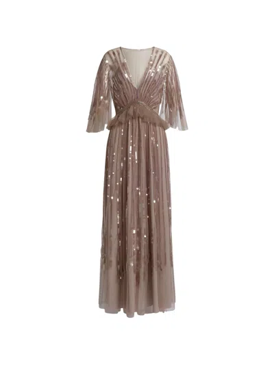Alberta Ferretti Alberta Ferreti Sequin-embellished Ruffled Maxi Dress In Gray
