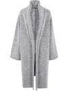 Alberta Ferretti Herringbone Textured Long Sleeve Coat In Gray