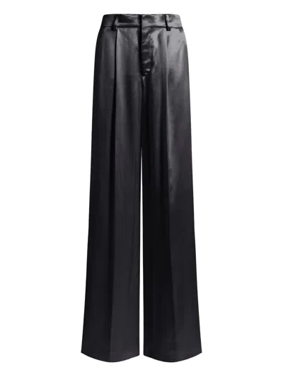 Alberta Ferretti Alberta Ferreti Shiny Satin Black Viscose Trousers