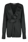 Alberta Ferretti Alberta Ferreti Sweater In Merino Wool With Floral Embroidery In Gray