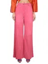 Alberta Ferretti Mid Waist Wide Suede Pants In Pink