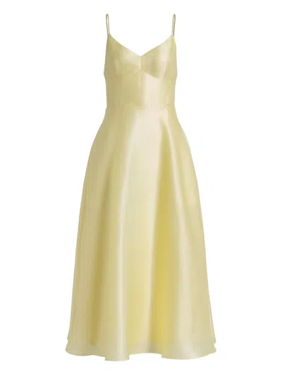 Alberta Ferretti Alberta Ferreti Yellow Orange Silk Dress In Gold