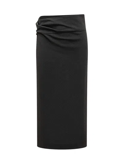 Alberta Ferretti Long Black Draped Skirt
