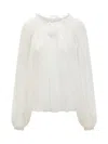 Alberta Ferretti White Chiffon Blouse With Flower In White