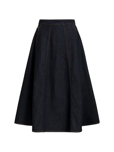 Alberta Ferretti A-line Denim Skirt In Blue