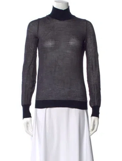 Pre-owned Alberta Ferretti Alpaca Turtleneck Sweater In Blue
