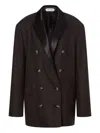 Alberta Ferretti Anthracite Grey Double-breasted Blazer With Peak Lapels In Black