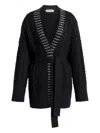 Alberta Ferretti Aran Cable-knit Cardigan In Black